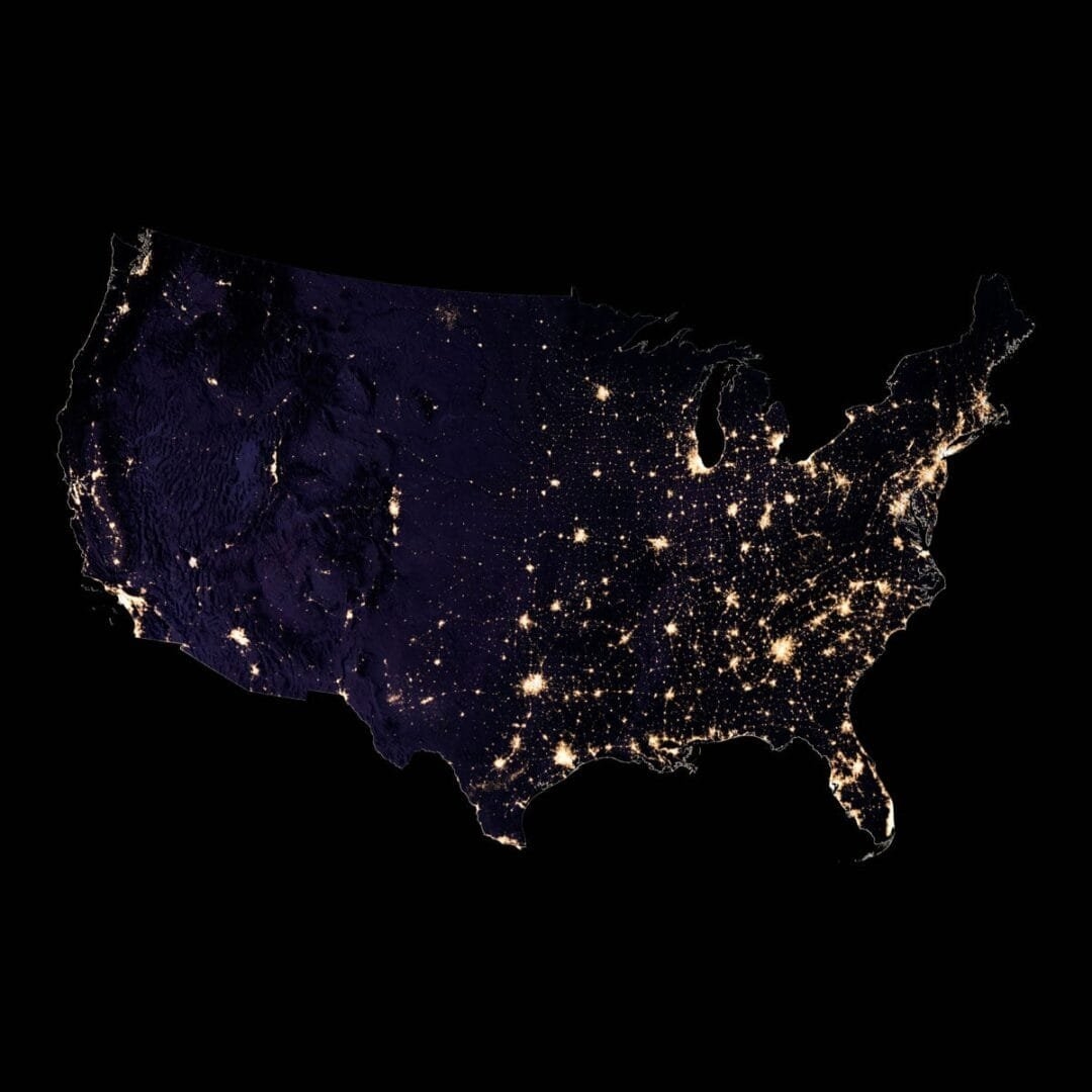 United States Night Satellite Map High Resolution Nighttime Satellite Image