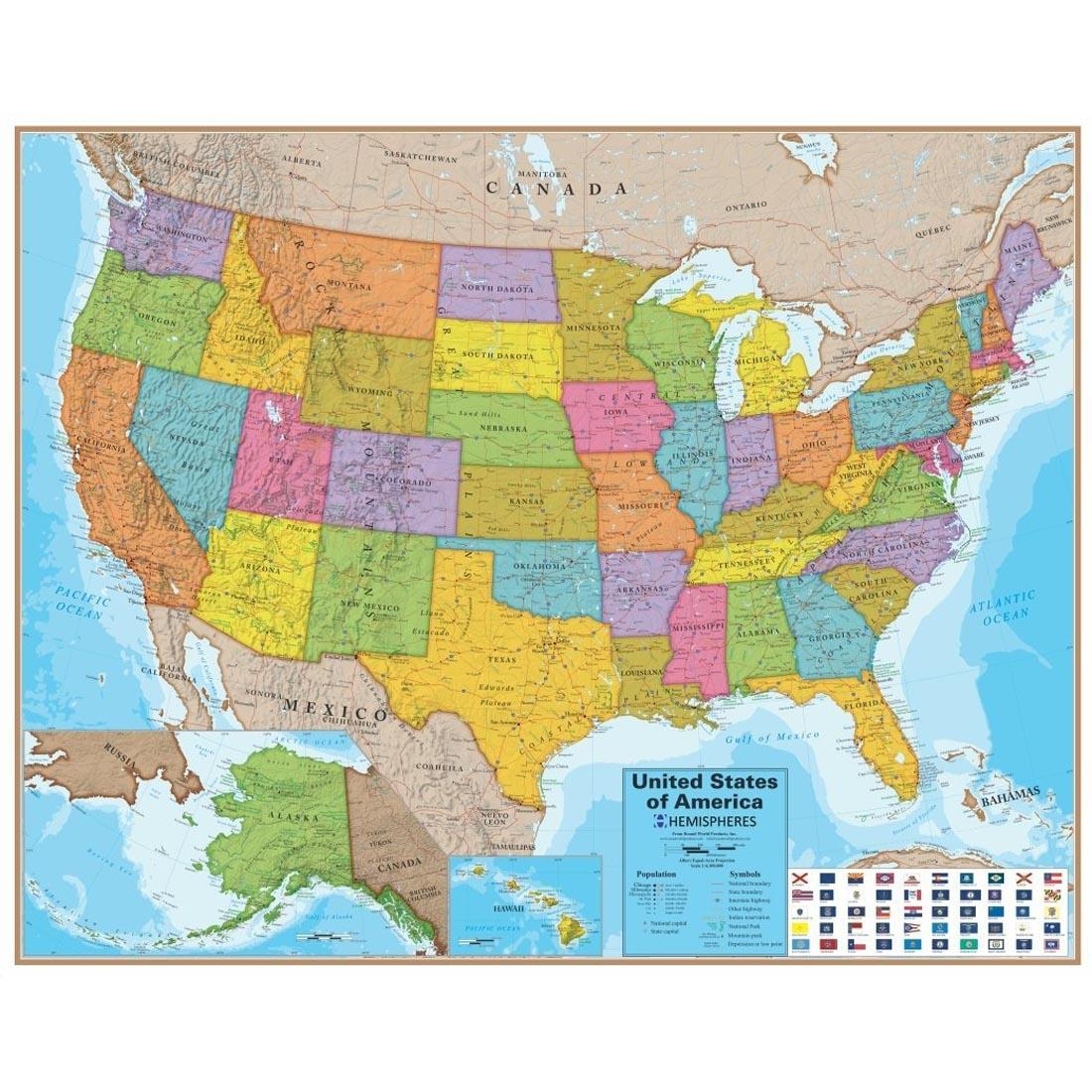 United States Of America Laminated Wall Map 45 1 4 X 37 1 2 By Round World Products