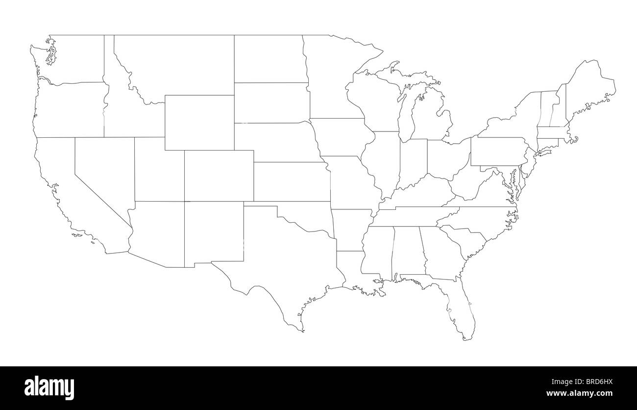 black and white united states map