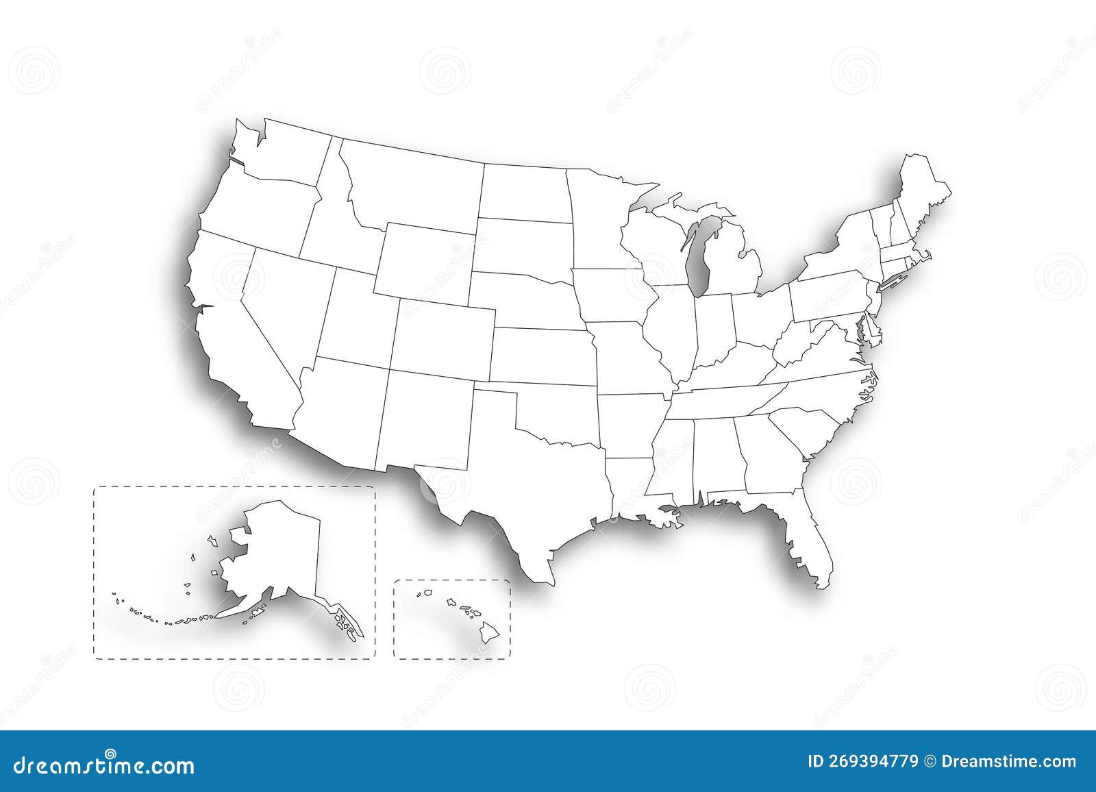 political map of usa blank