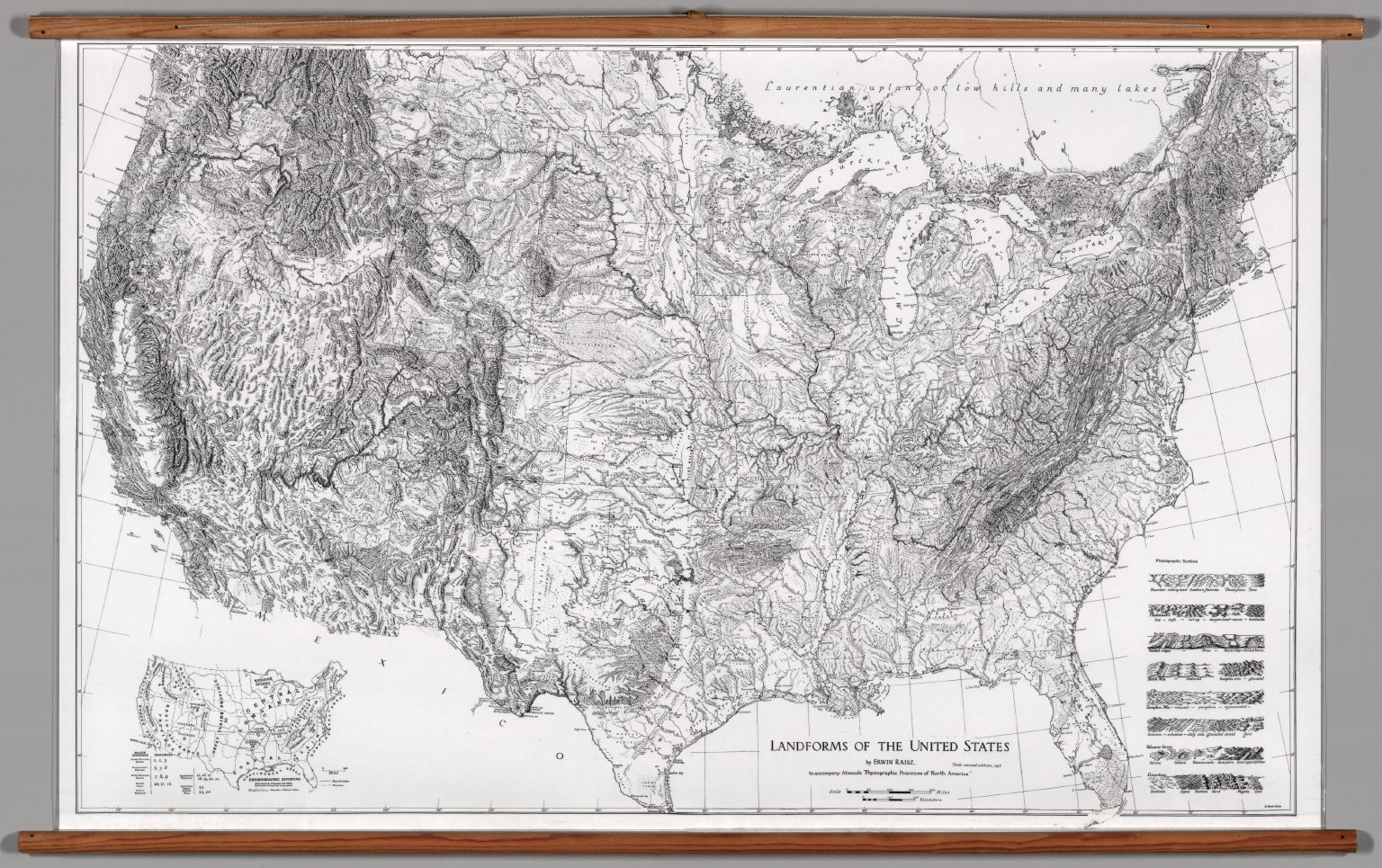 map of the united states with landforms