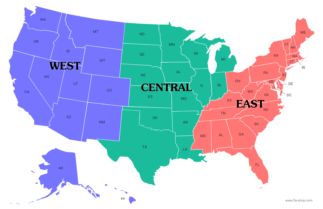 United States Region Maps Fla shop