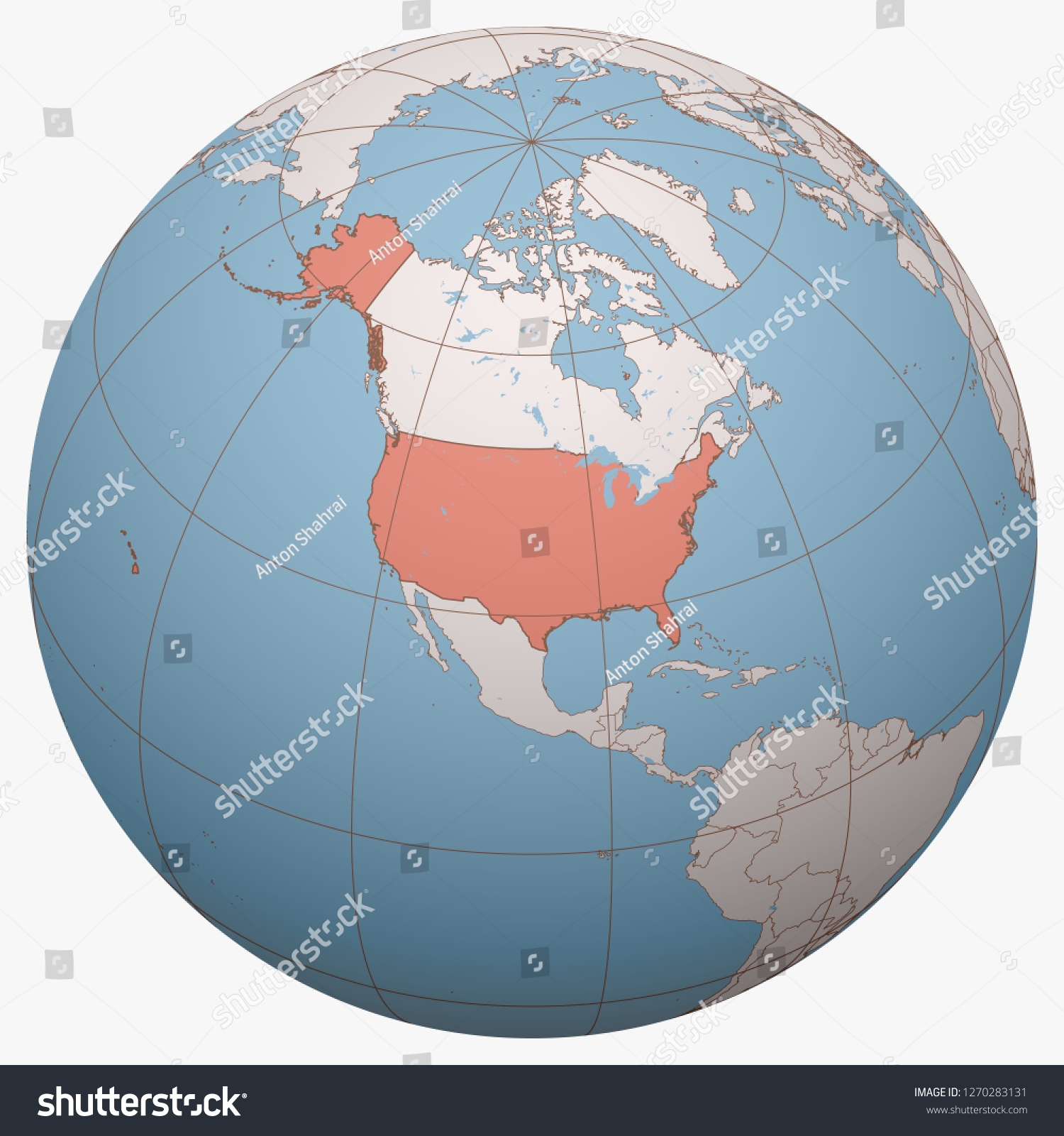 United States Us Usa On Globe Stock Vector Royalty Free 1270283131 Shutterstock