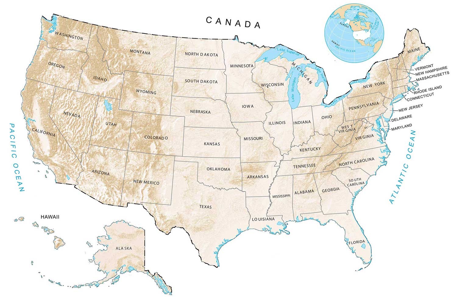 US Elevation Map And Hillshade GIS Geography