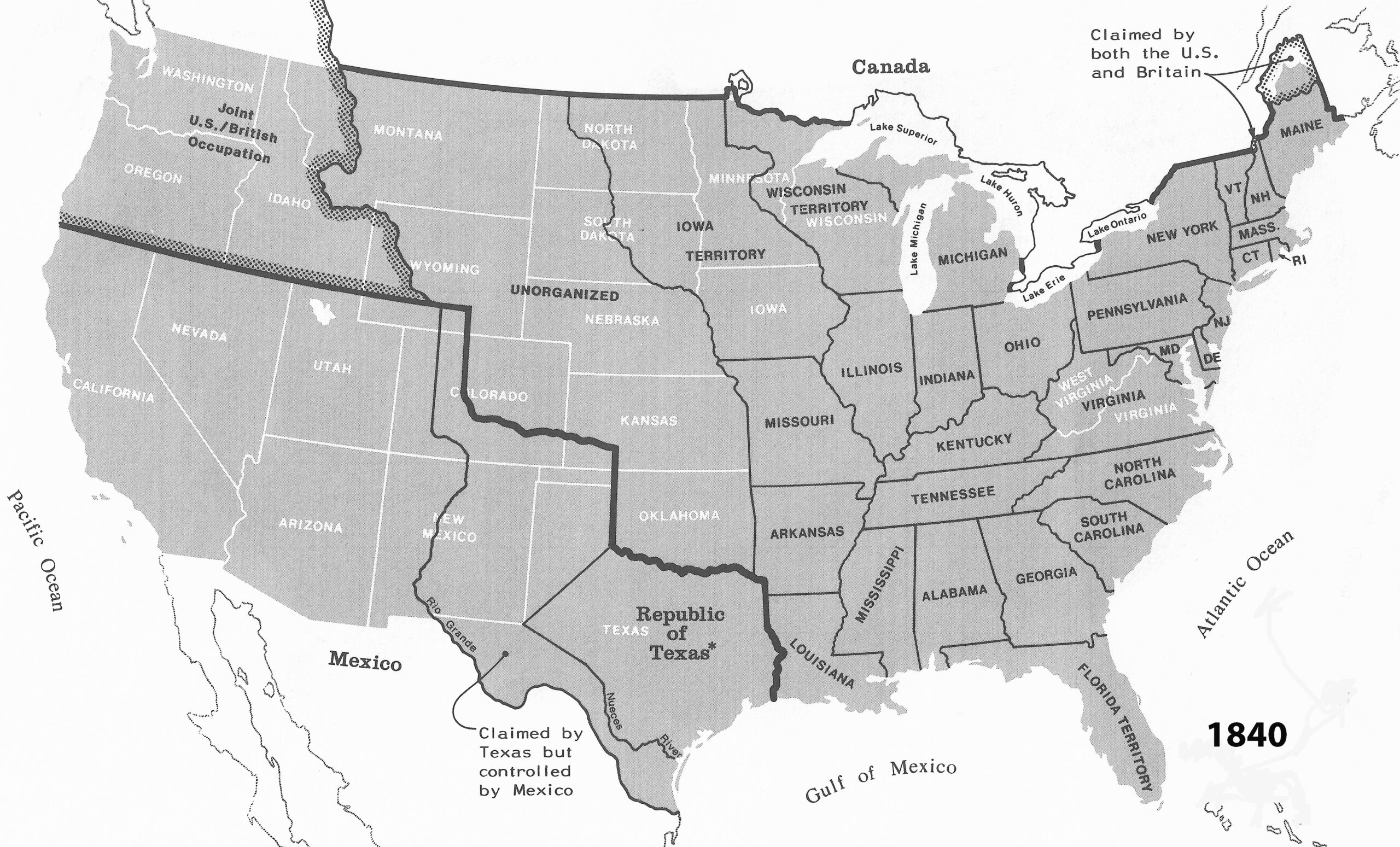 map of united states 1840