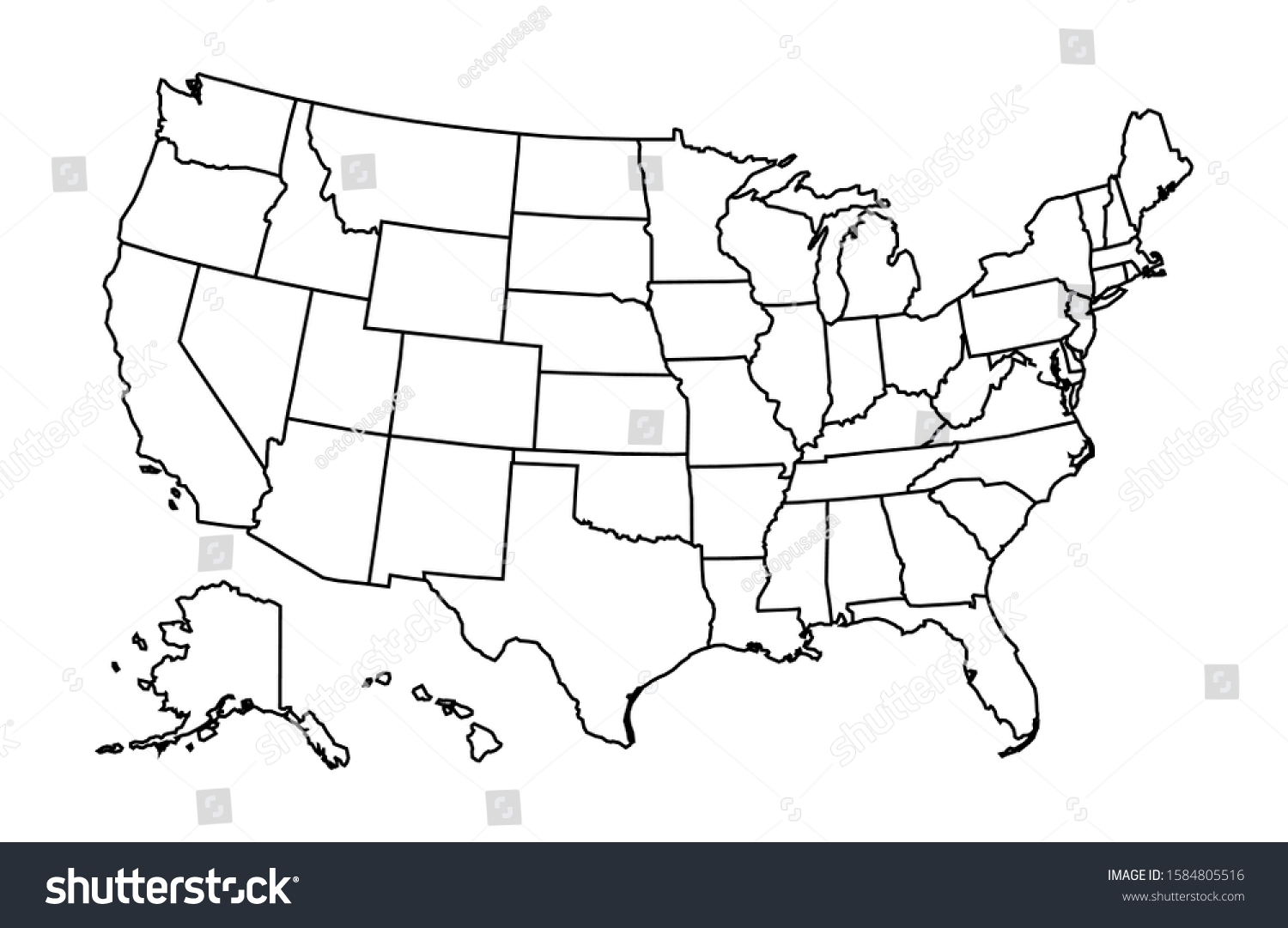 us map state outlines blank