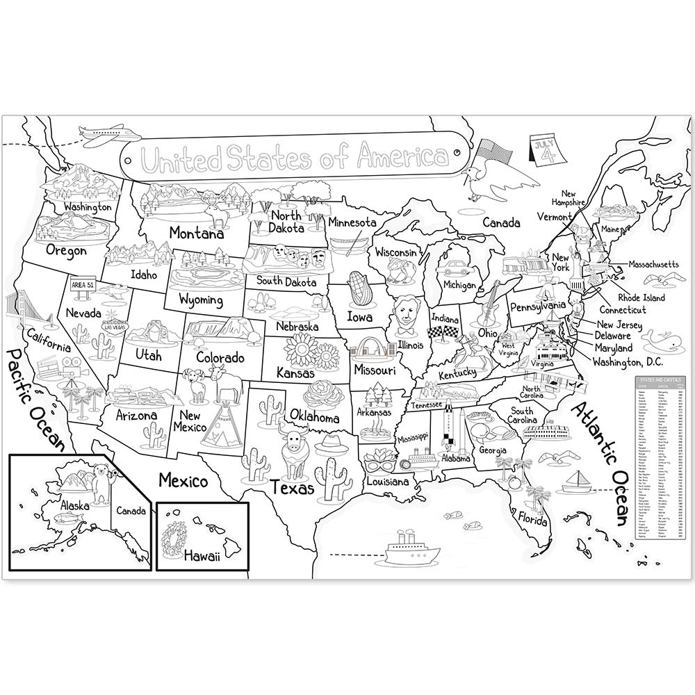 US Map Coloring Poster 35x52 Giant Coloring Posters