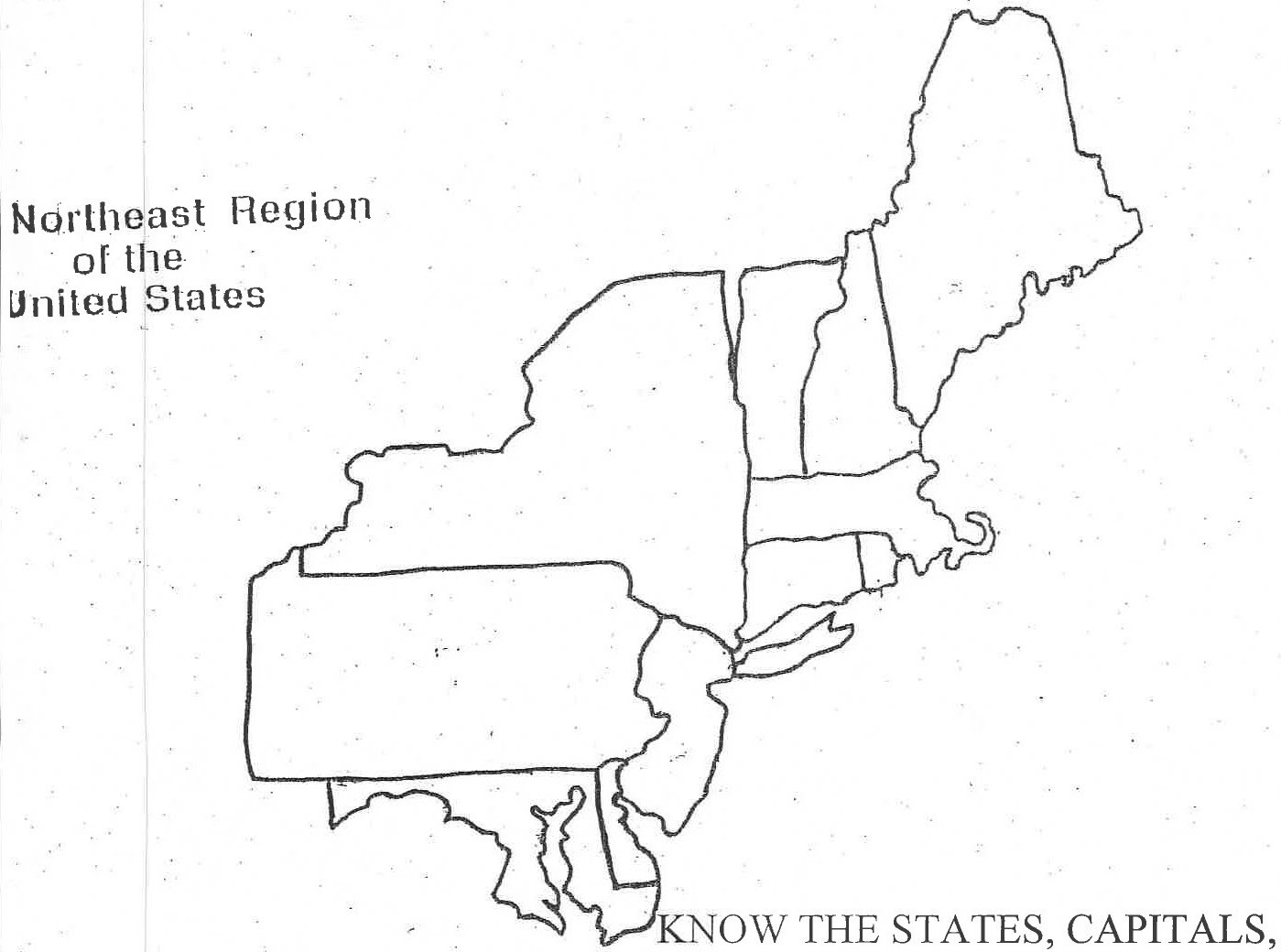 Us northeast region map blank northeast20blank Southwest 4th Grade