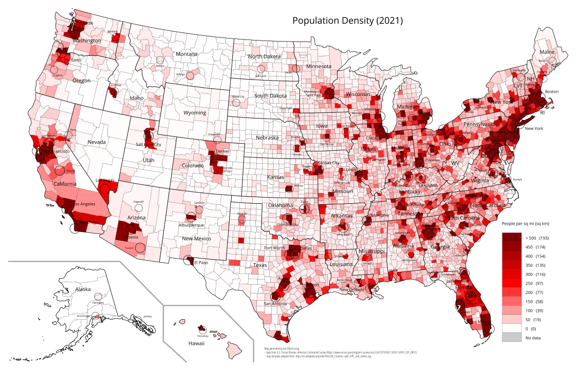 US Population Density 2021 ECPM Langues