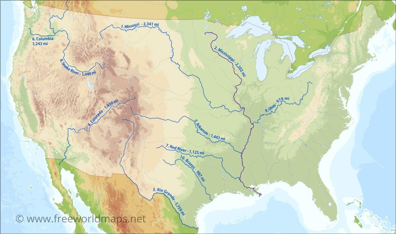 US Rivers Map