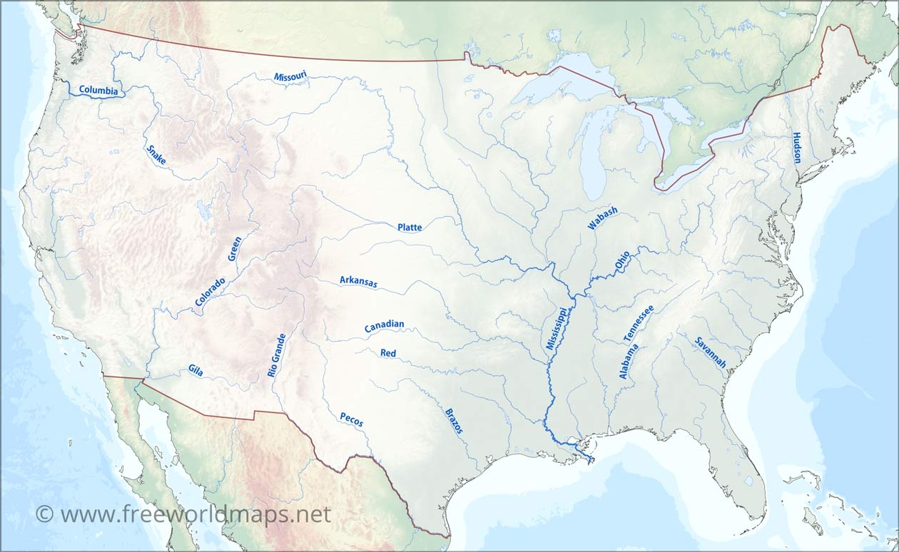 US Rivers Map