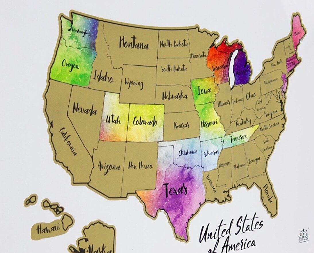 united states of america scratch off map