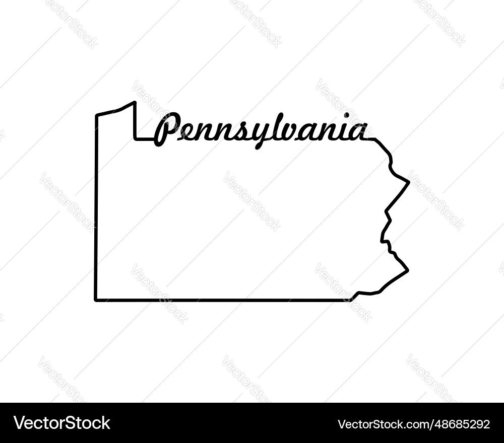 Us State Map Pennsylvania Outline Symbol Royalty Free Vector VectorStock