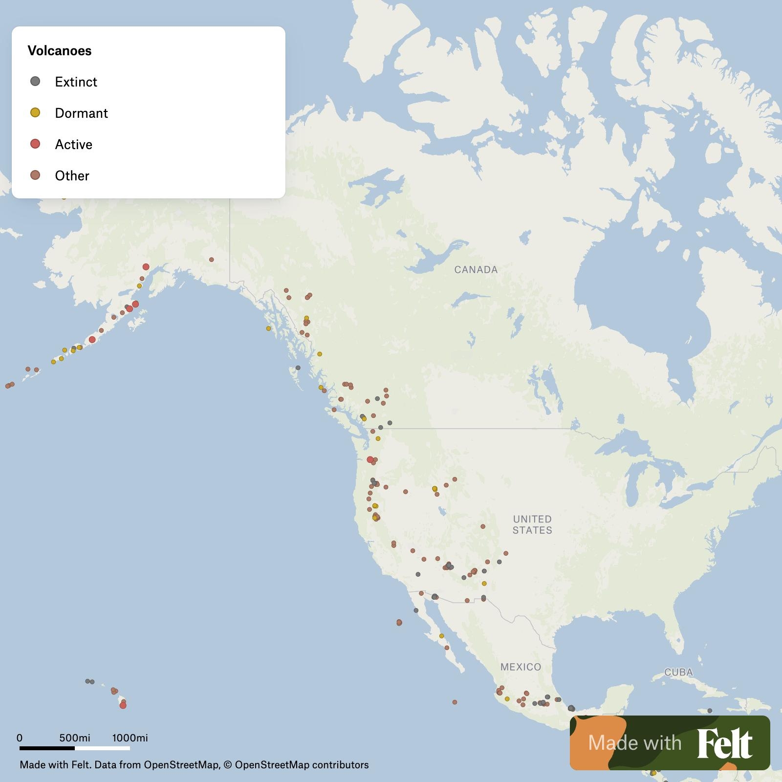 US Volcano Map Active Eruptions Geological Data And Lava Flows