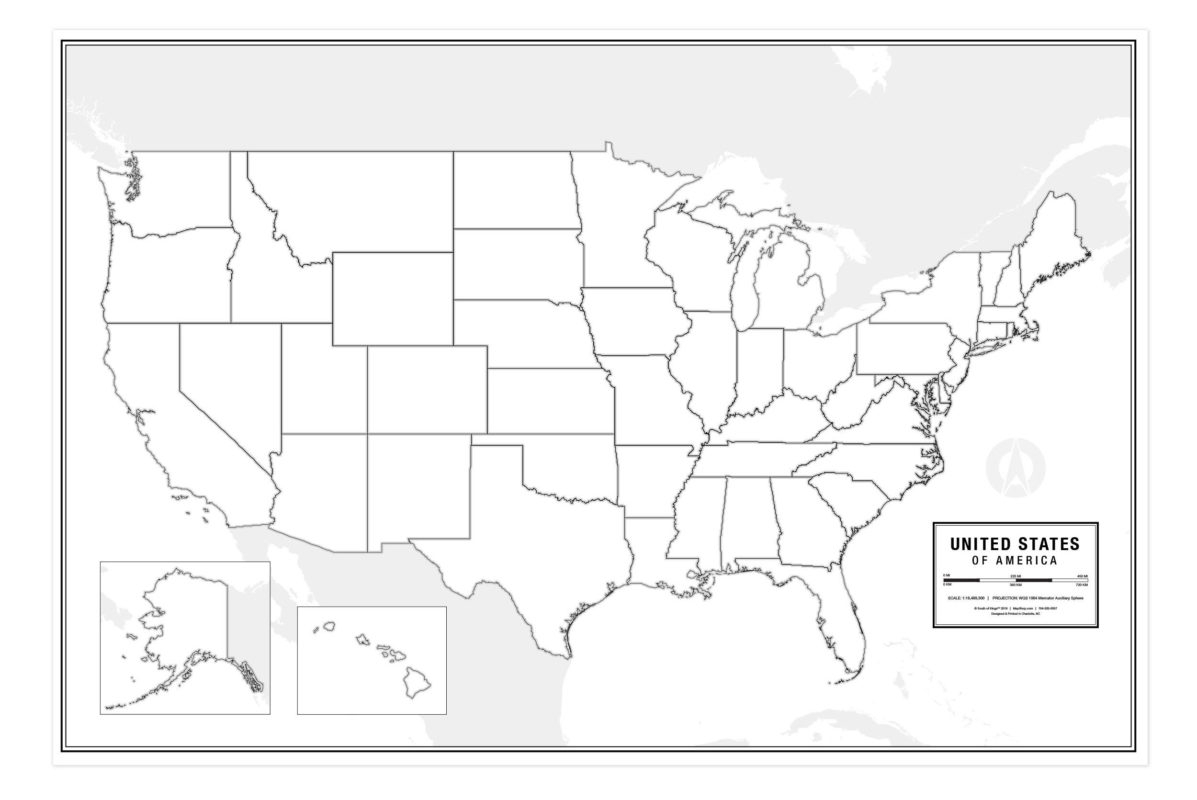 big blank map of the united states