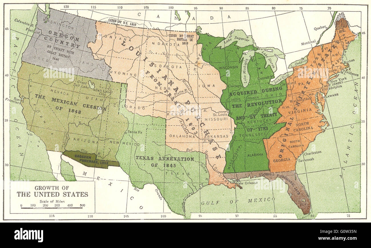USA 1863 1865 The Territorial Growth Of The United States 1942 Vintage Map Stock Photo Alamy