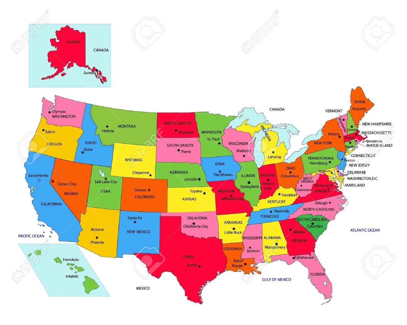 USA 50 States With State Names And Capital Vector Royalty Free SVG Cliparts Vectors And Stock Illustration Image 16460444 