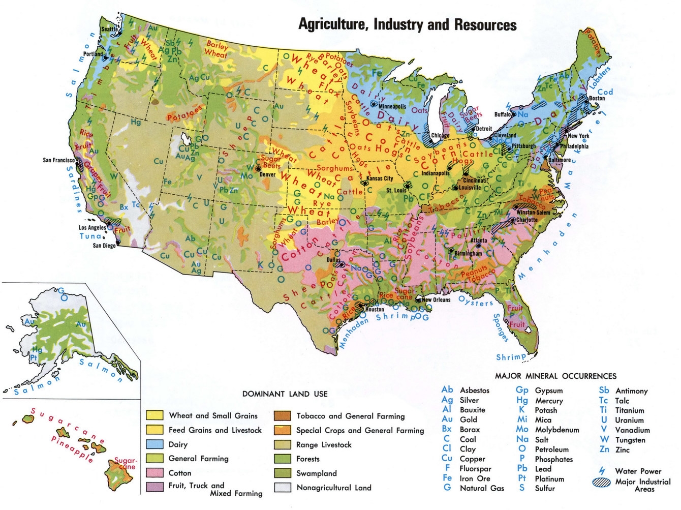 USA Agriculture Industry And Resources Map Free Detailed Large US Map