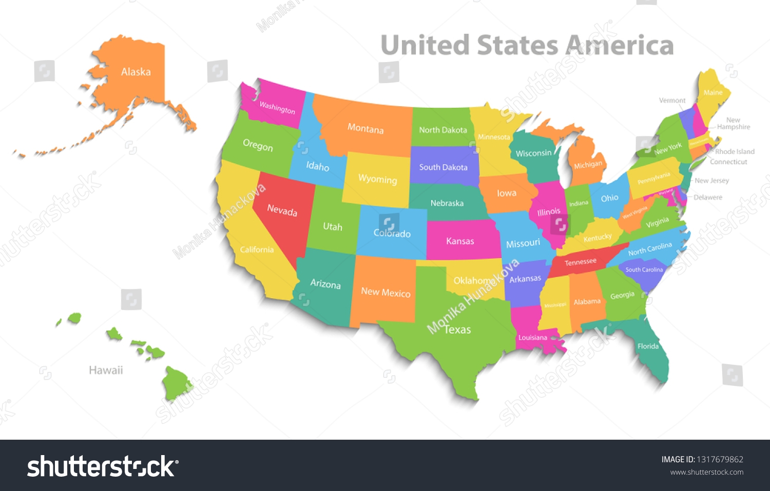 Usa Map Alaska Hawaii Map New Stock Vector Royalty Free 1317679862 Shutterstock