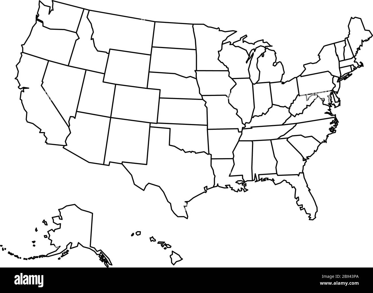 Usa Map Outline Black And White Stock Photos Images Alamy