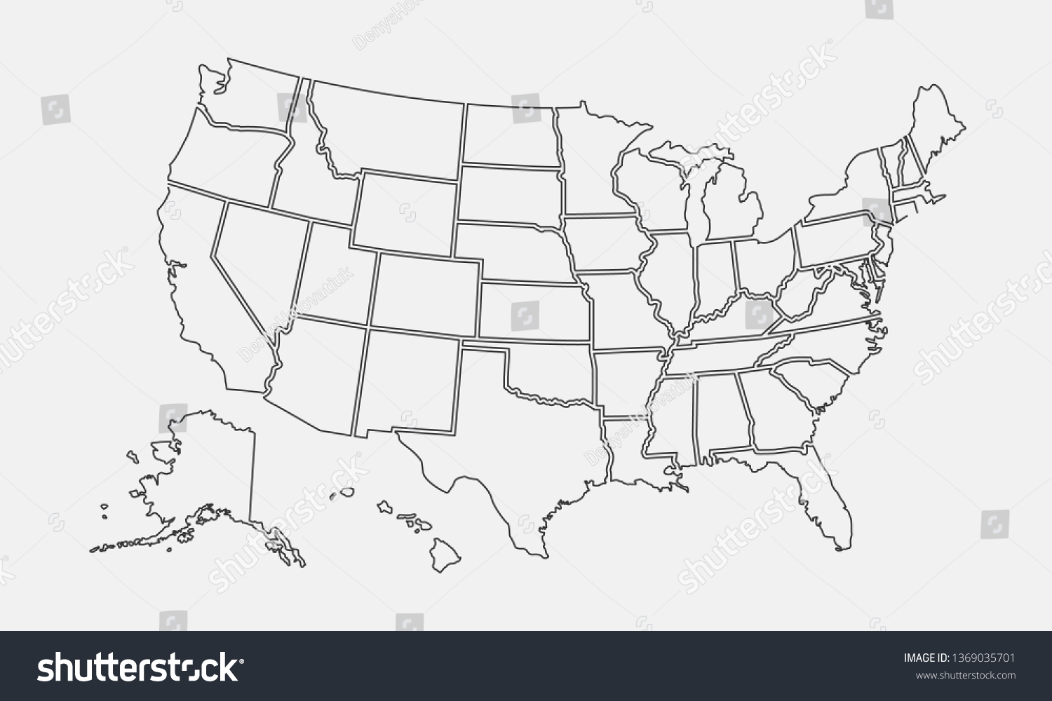 Usa Map Outline United States Vector Stock Vector Royalty Free 1369035701 Shutterstock