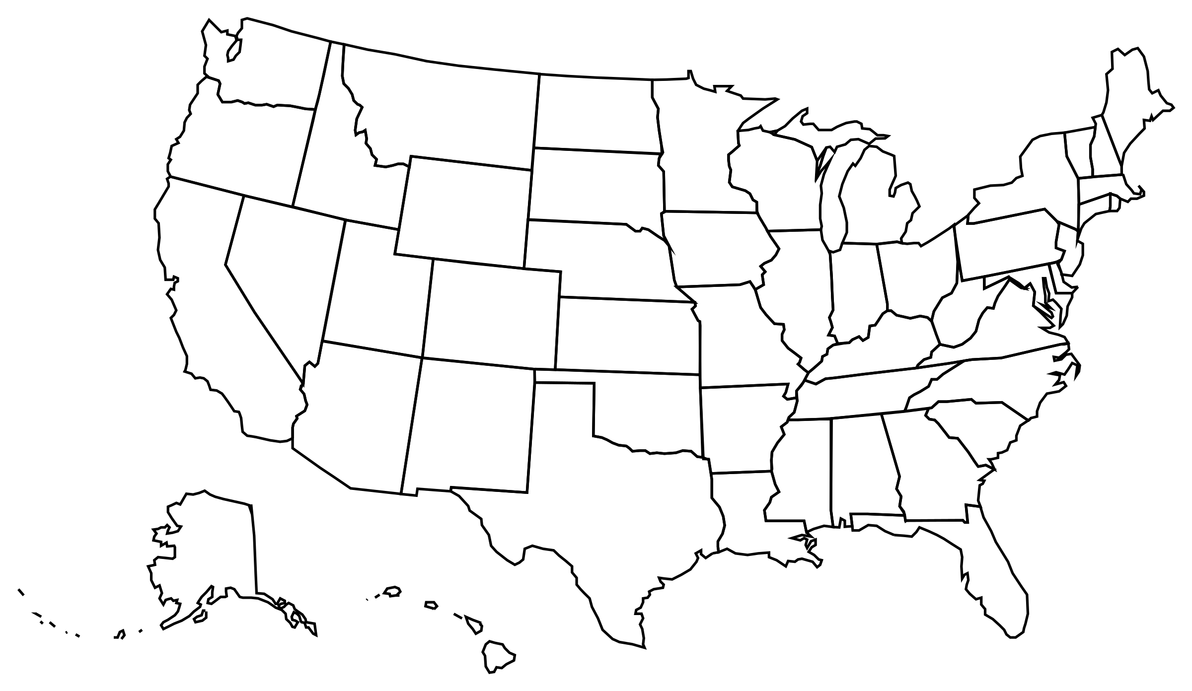 USA Map PNG Transparent Image Download Size 2400x1392px