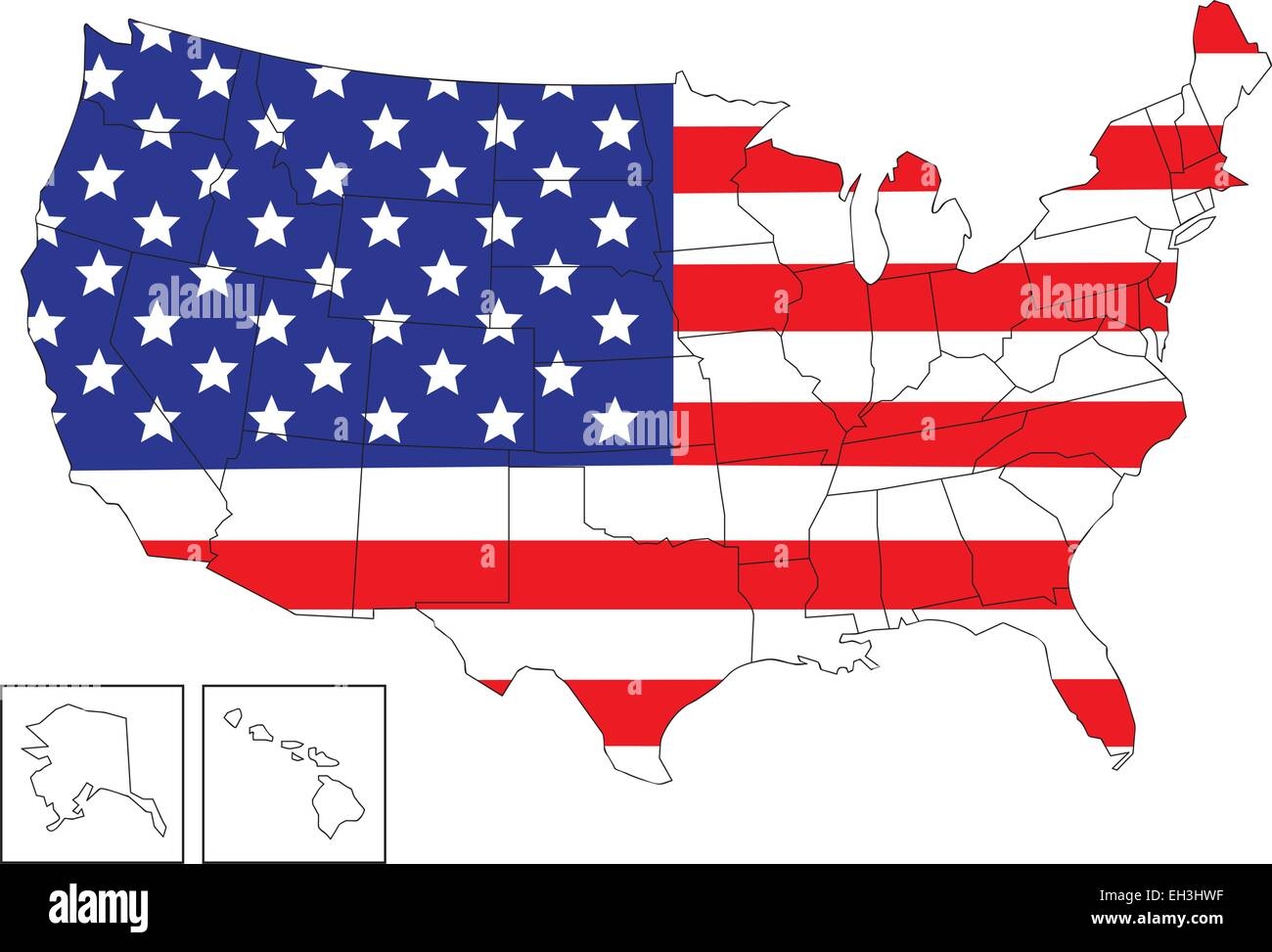 united states of america flag map