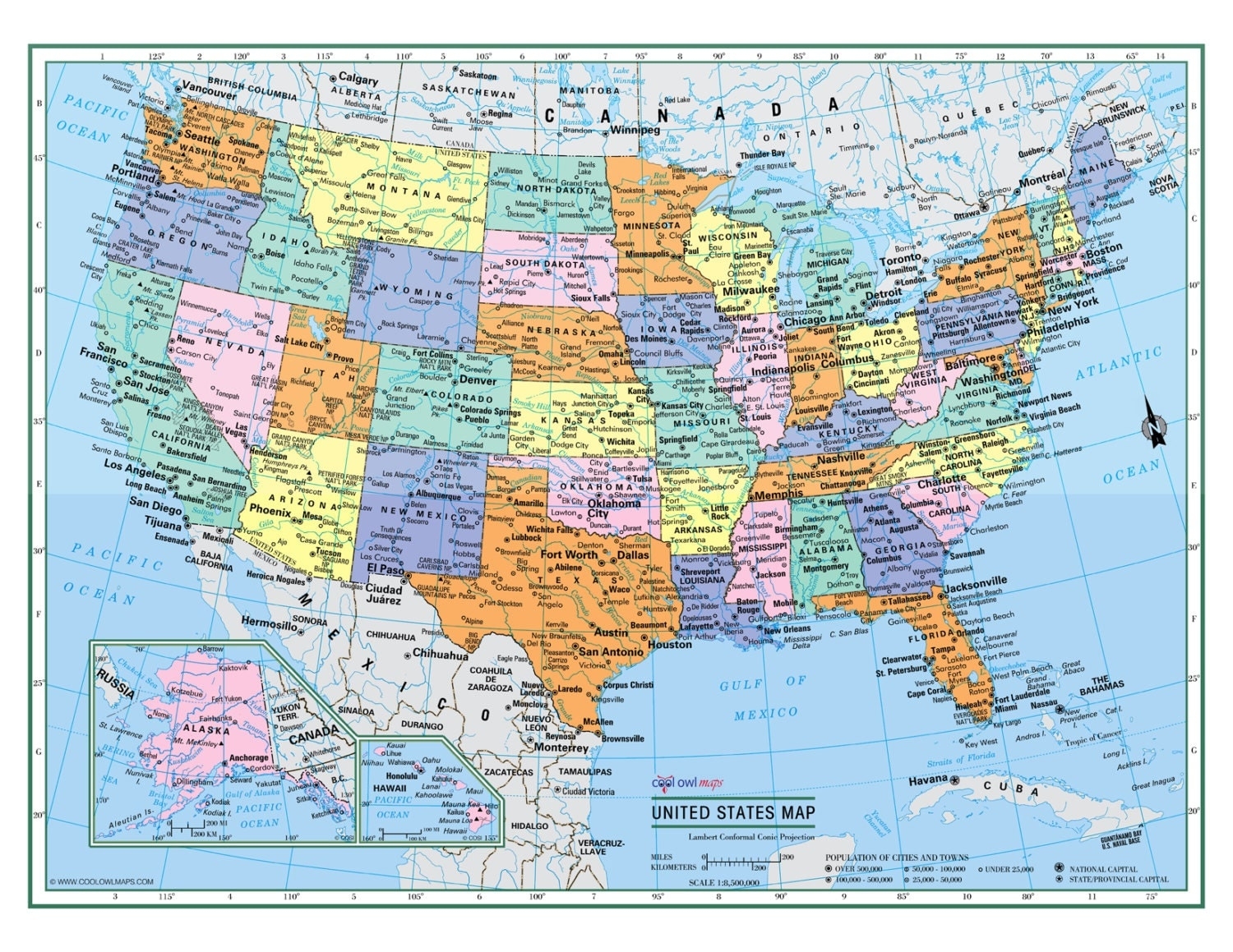 map of the united states big
