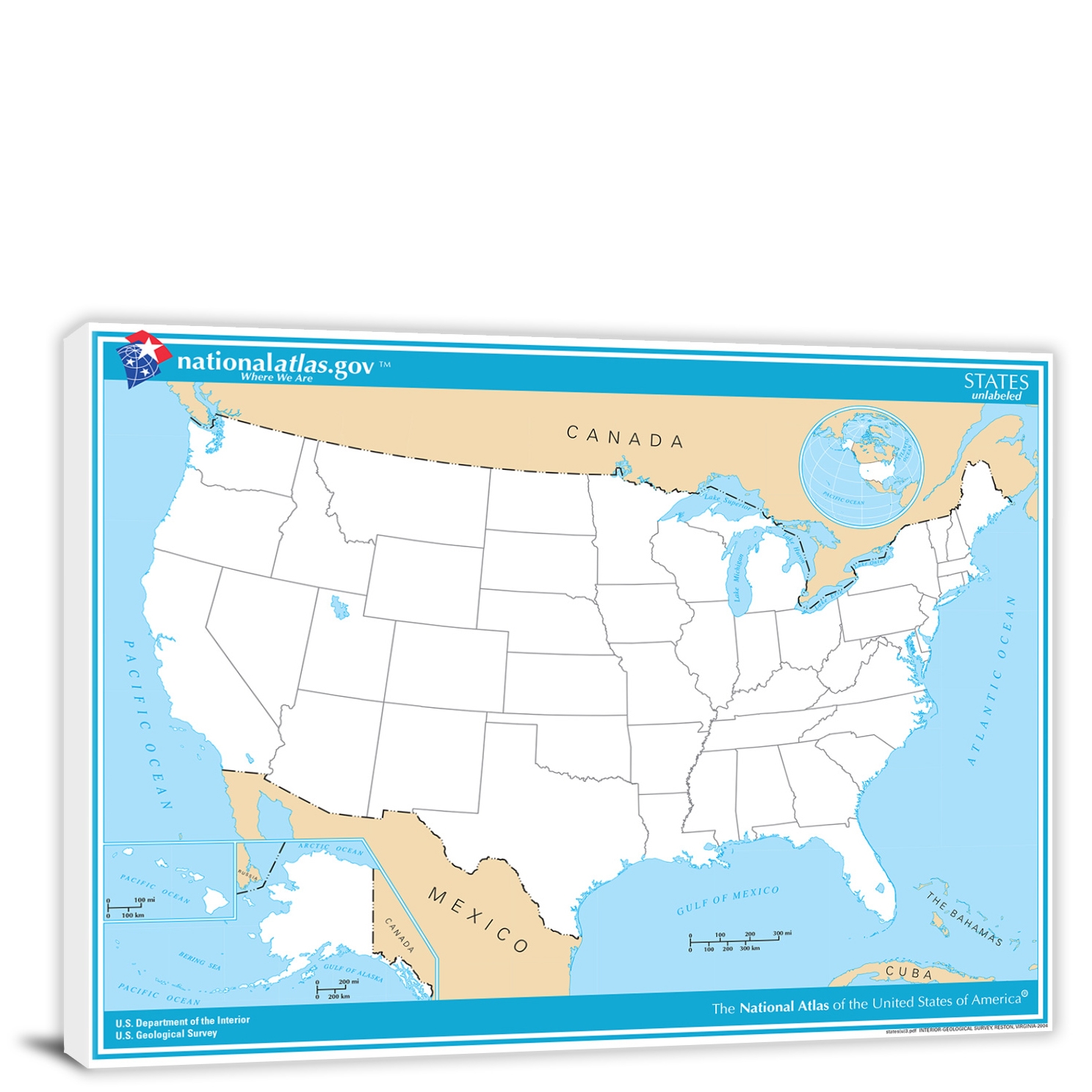 united states unlabeled map