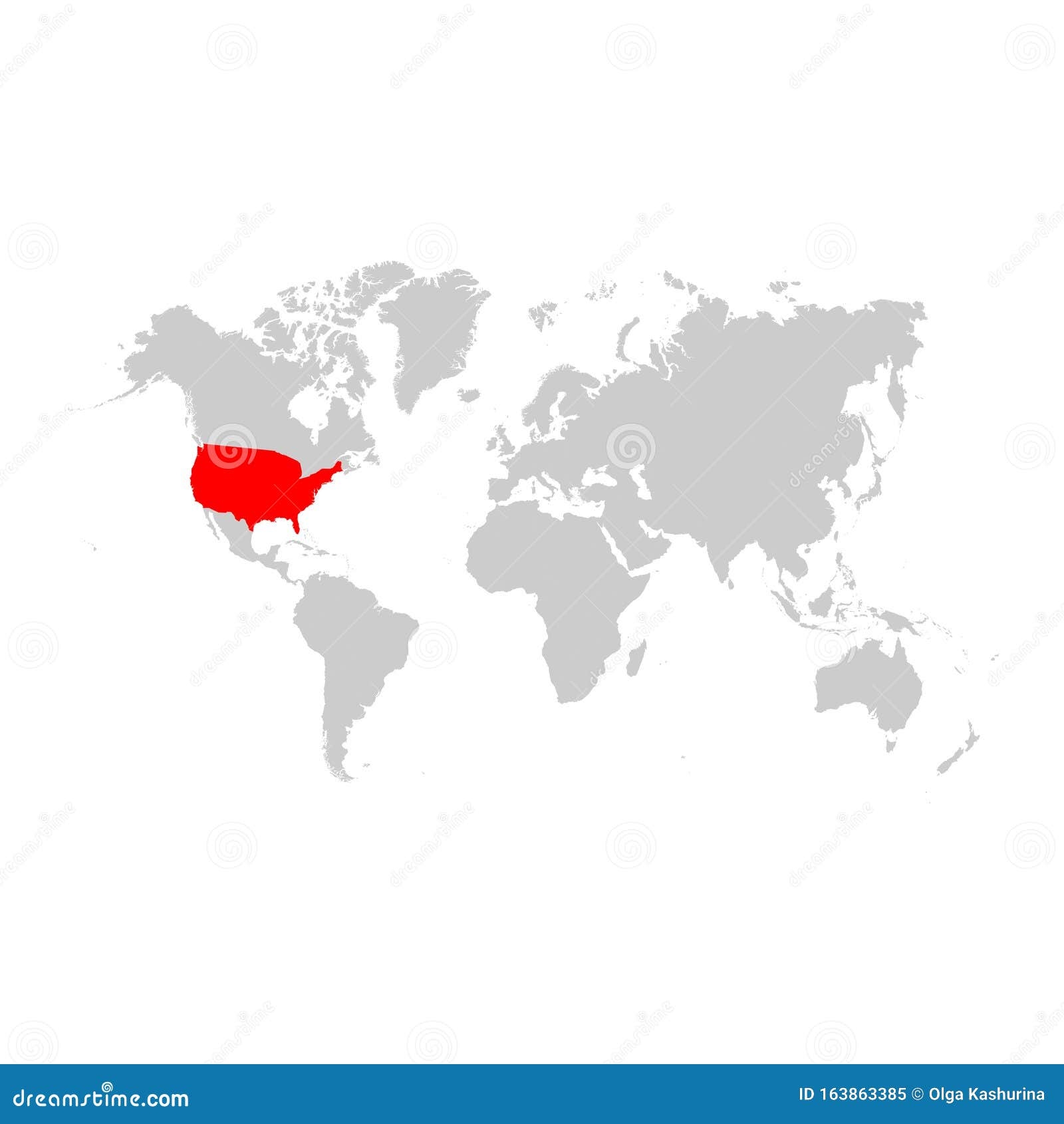 USA On World Map Stock Vector Illustration Of California 163863385