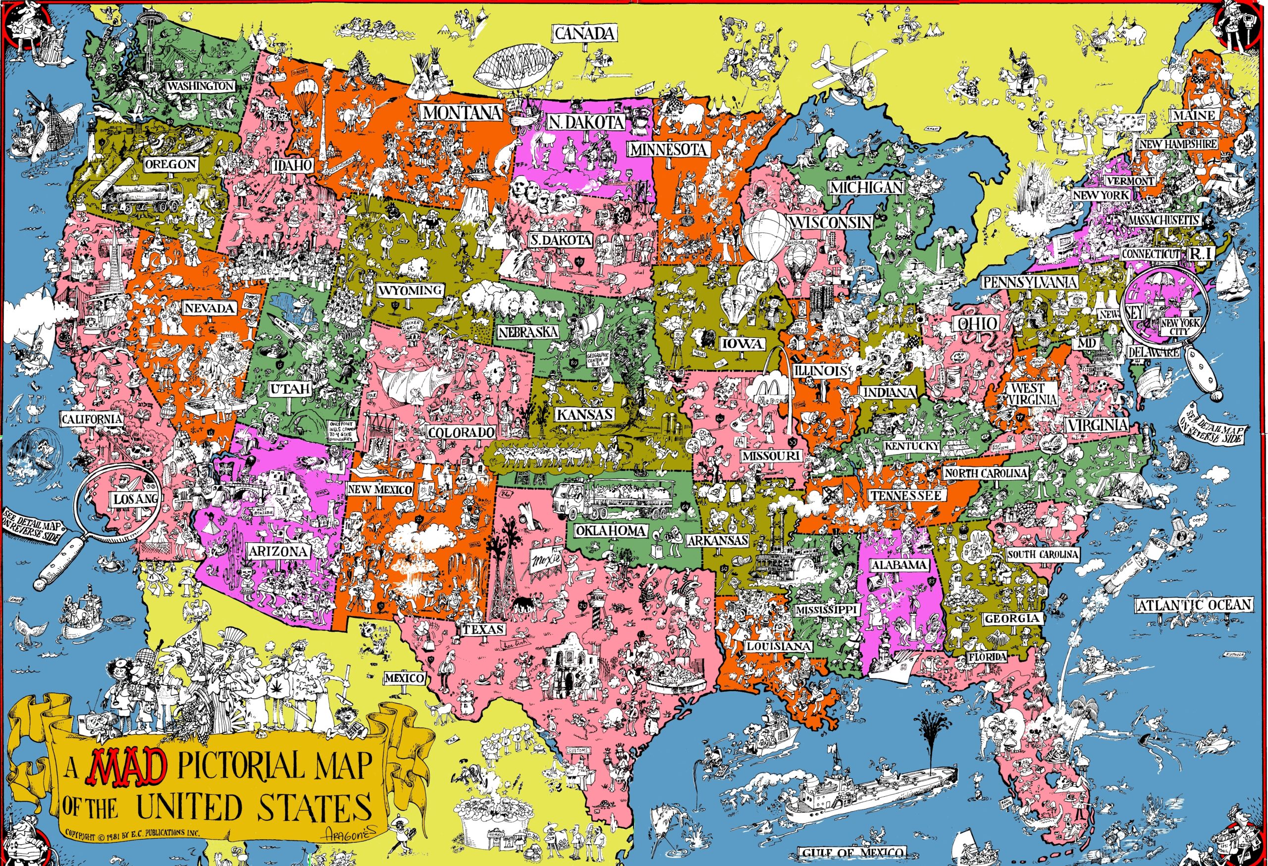 united states map with attractions
