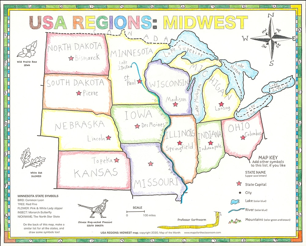 USA Regions Midwest Maps For The Classroom