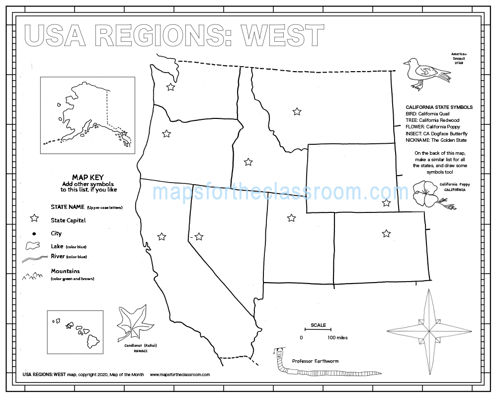 USA Regions West Maps For The Classroom