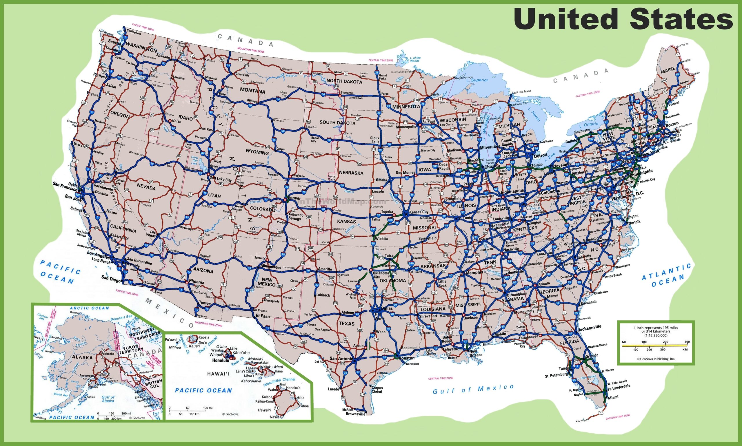 USA Road Map Ontheworldmap