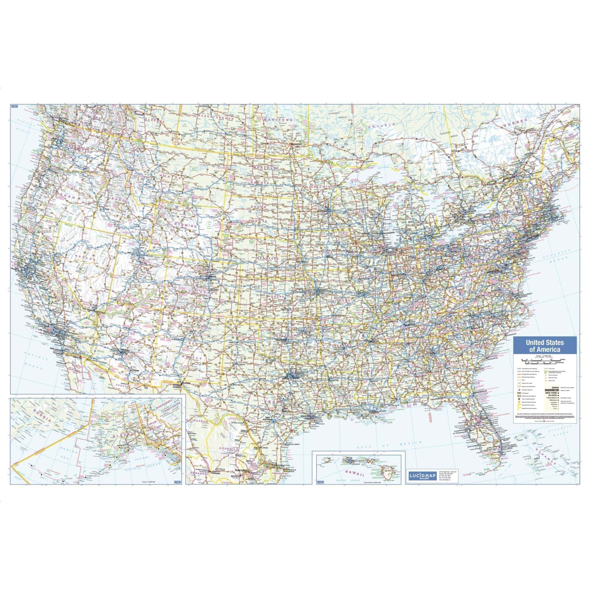 USA Wall Map Large By Lucid Map The Map Shop
