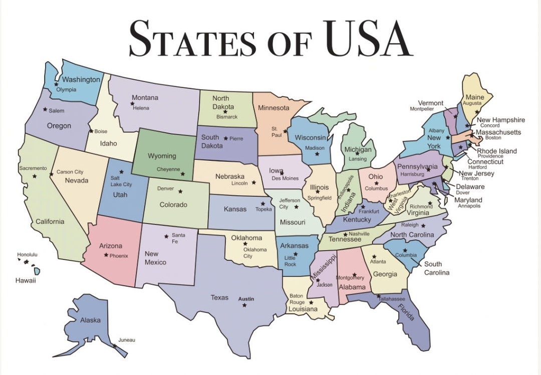 united states map with capitals and states