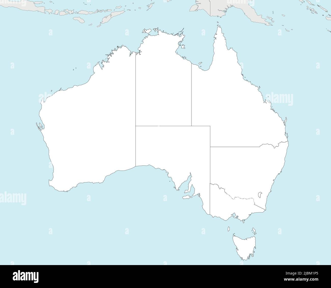 Vector Blank Map Of Australia With Regions And Administrative Divisions And Neighbouring Countries And Territories Editable And Clearly Labeled Laye Stock Vector Image Art Alamy