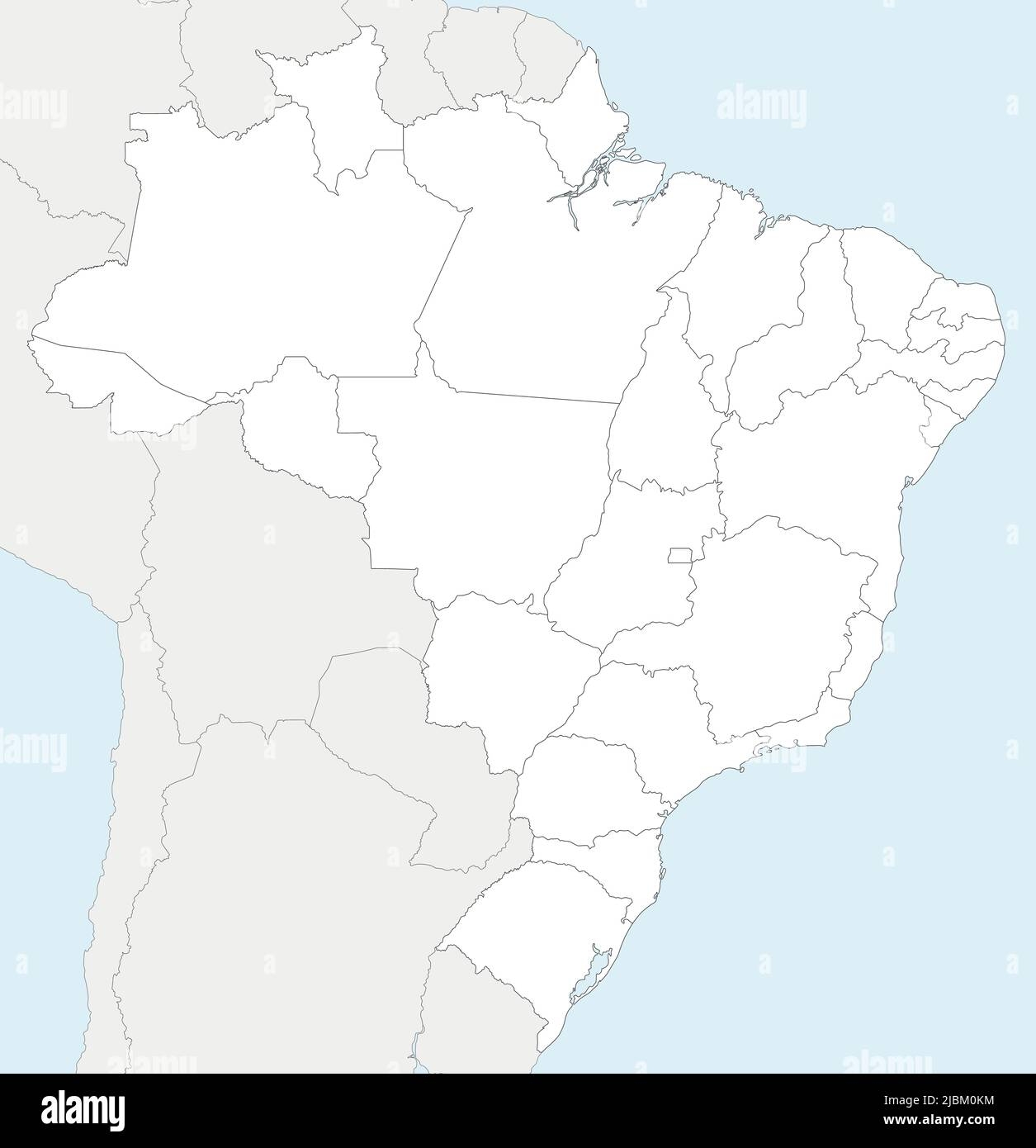 Vector Blank Map Of Brazil With States And Administrative Divisions And Neighbouring Countries And Territories Editable And Clearly Labeled Layers Stock Vector Image Art Alamy