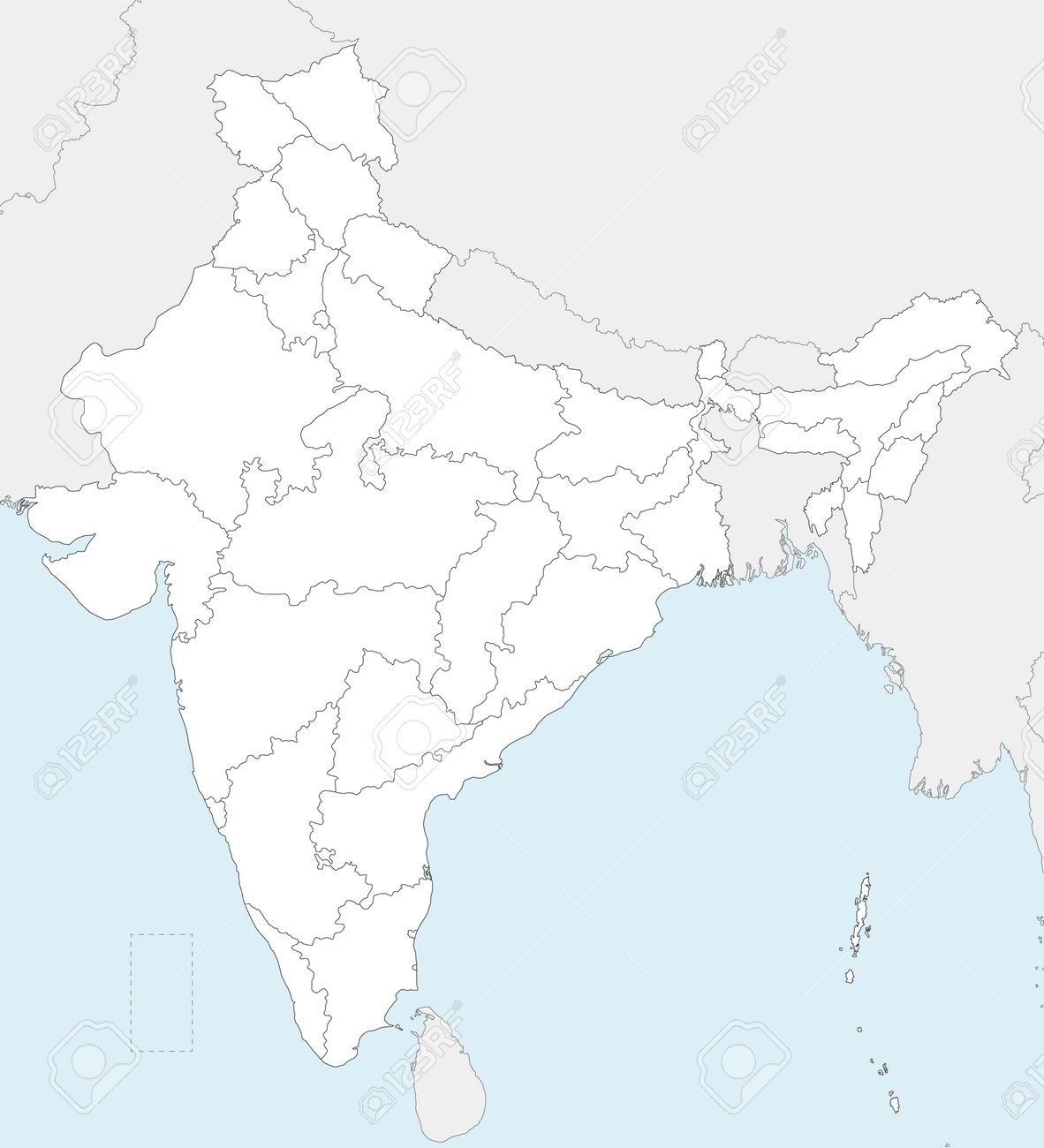 Vector Blank Map Of India With States And Territories And Administrative Divisions And Neighboring Countries Editable And Clearly Labeled Layers Royalty Free SVG Cliparts Vectors And Stock Illustration Image 196875355 