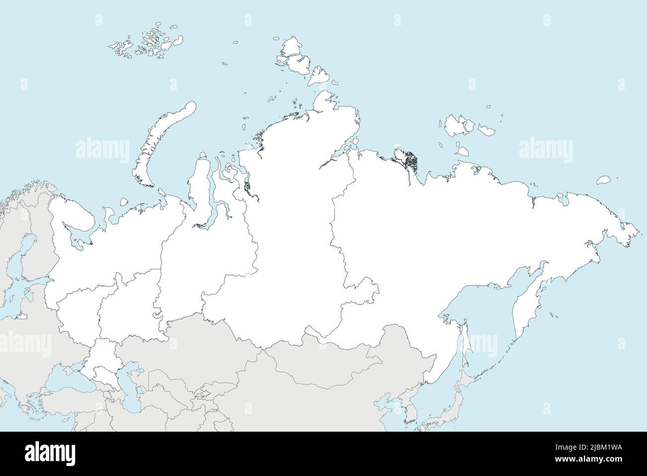 Vector Blank Map Of Russia With Regions Or Federal Districts And Administrative Divisions And Neighbouring Countries Editable And Clearly Labeled La Stock Vector Image Art Alamy