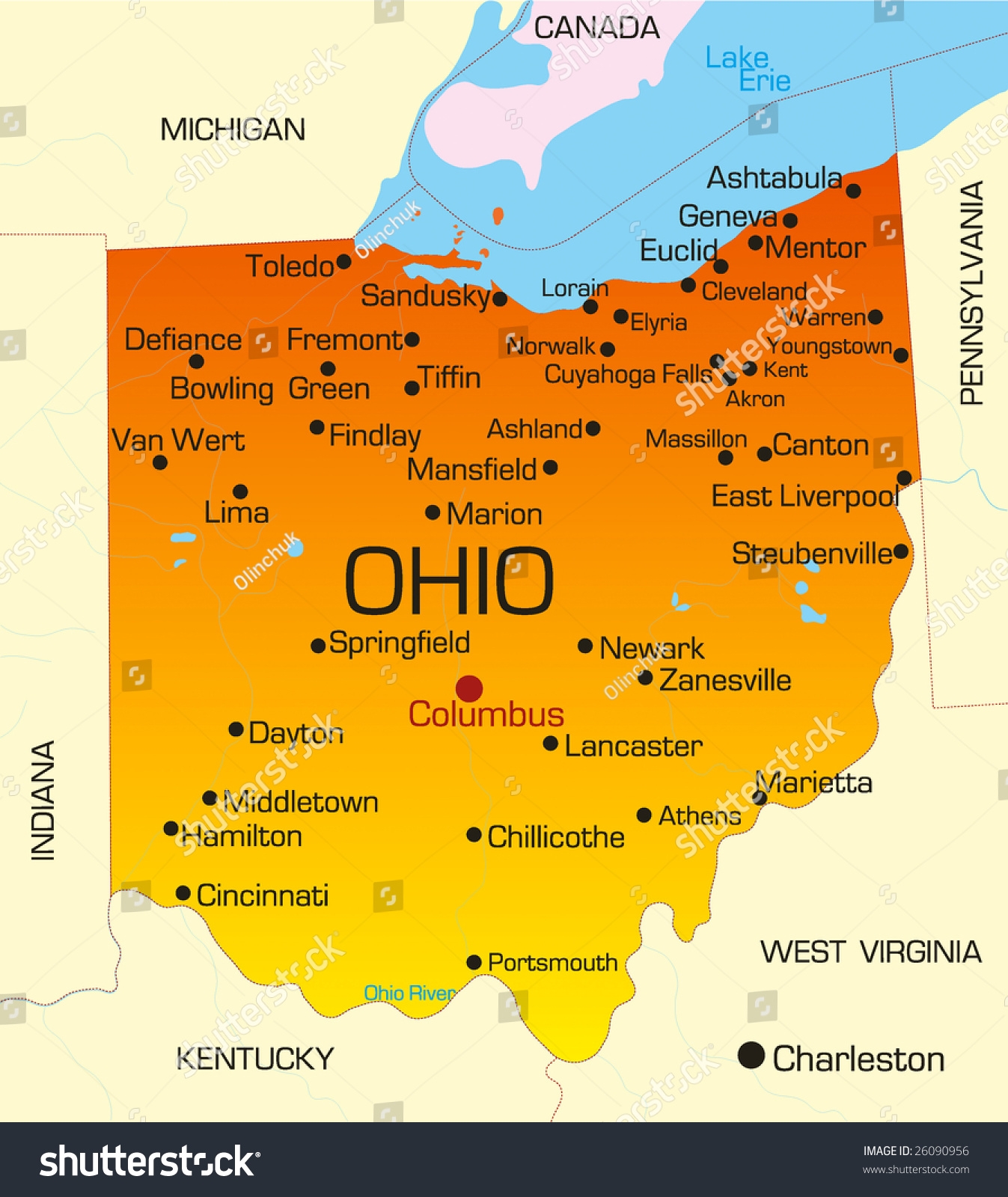 Vector Color Map Ohio State Usa Stock Vector Royalty Free 26090956 Shutterstock