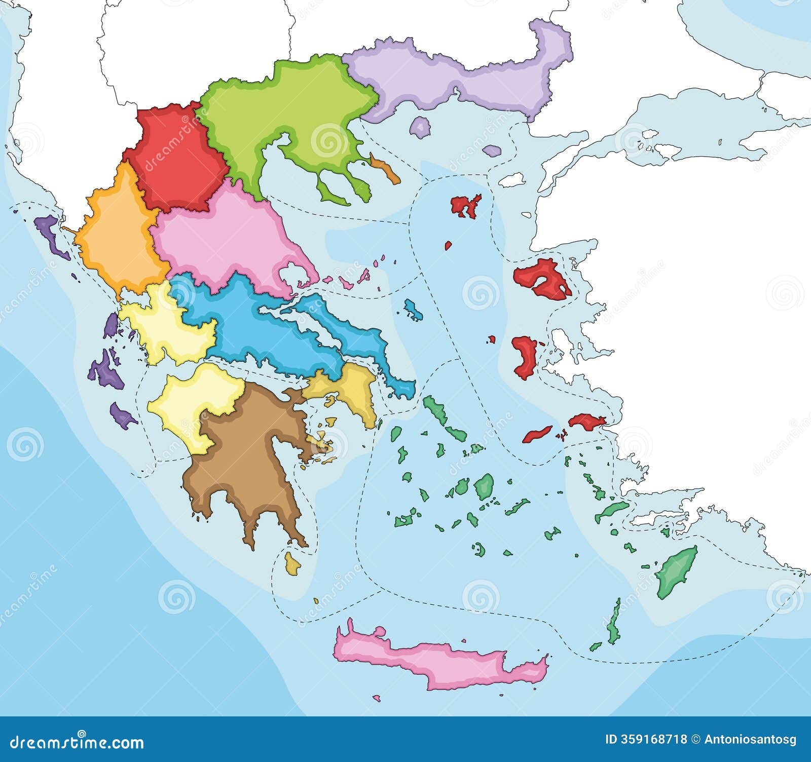 Vector Illustrated Blank Map Of Greece With Regions And Administrative Divisions And Neighbouring Countries And Territories Stock Vector Illustration Of Greece Regions 359168718
