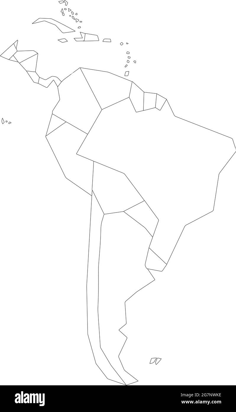 Vector Map Of South And Central America To Study Colorless With Outline Black And White Stock Vector Image Art Alamy