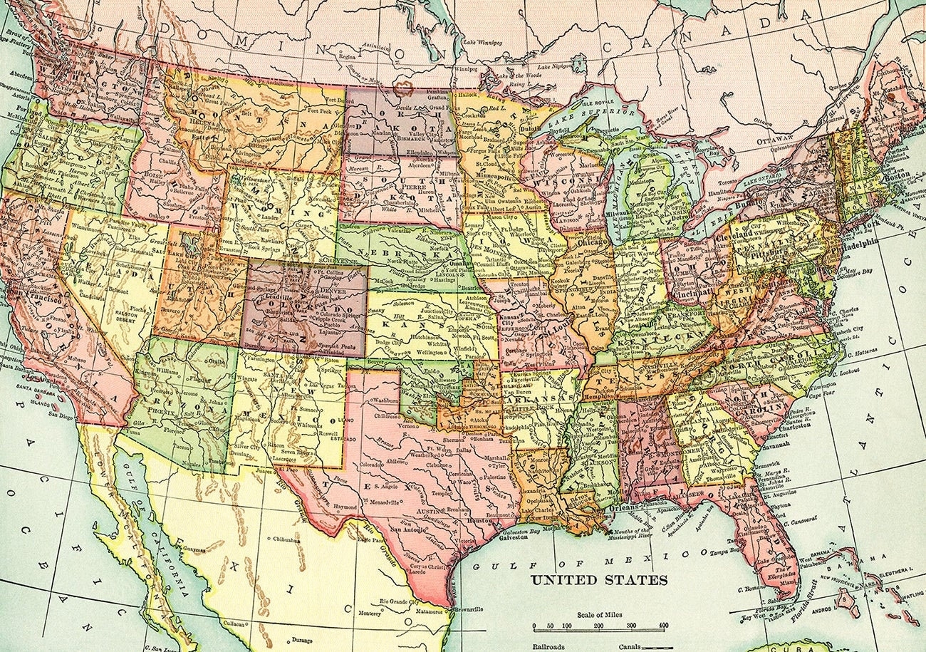 Vintage United States Map Printable US Wall Art digital Download Etsy