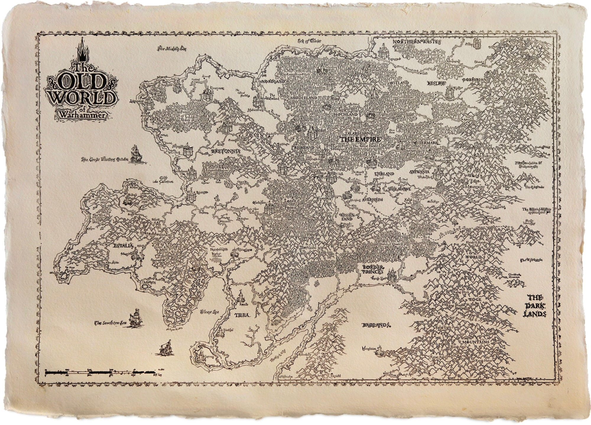 Warhammer Old World Map Letterpress Print On Handmade Paper Etsy