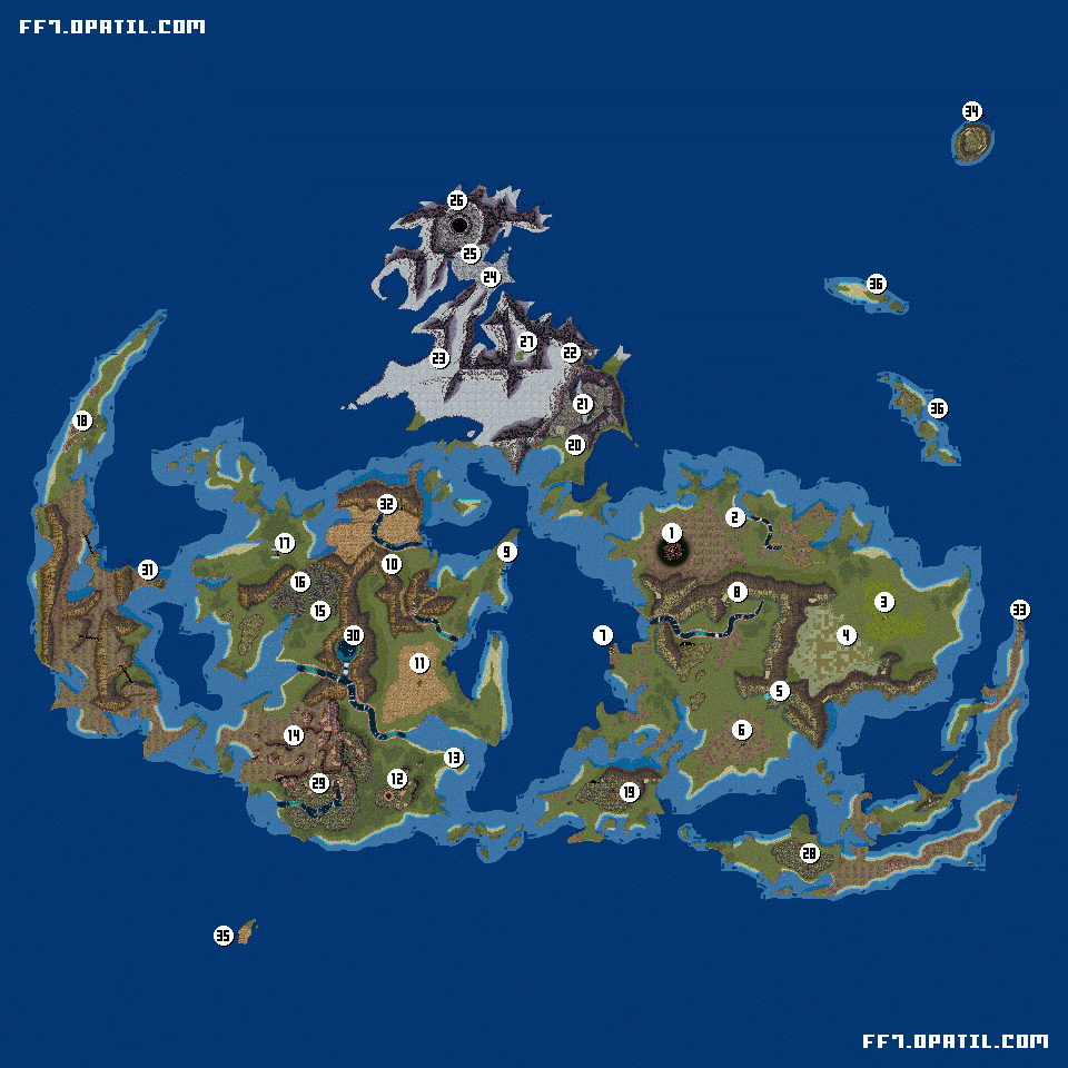 map of ff7 world map of ff7 world