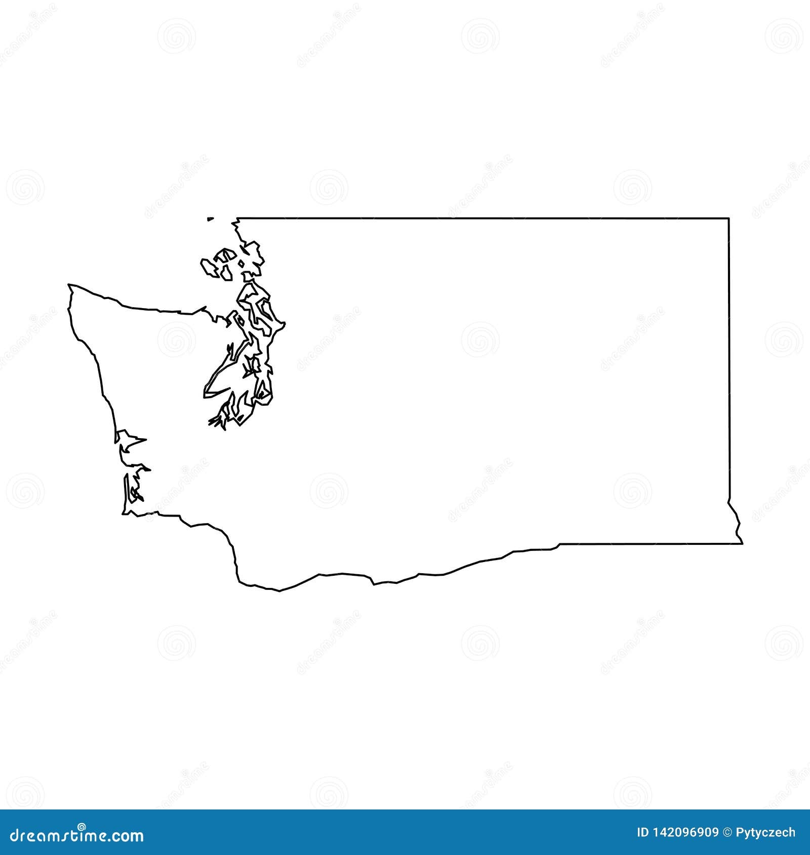 Washington State Of USA Solid Black Outline Map Of Country Area Simple Flat Vector Illustration Stock Vector Illustration Of Silhouette Shape 142096909