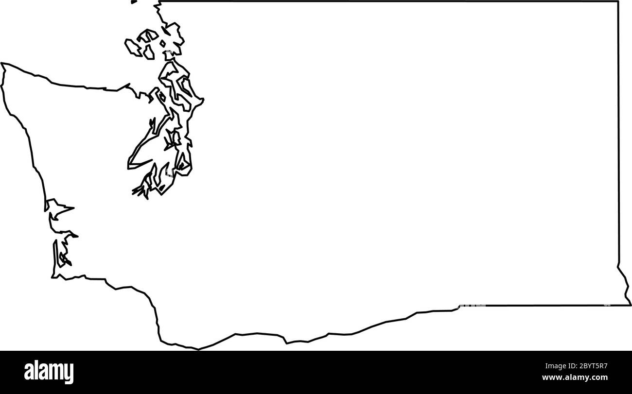 Washington State Of USA Solid Black Outline Map Of Country Area Simple Flat Vector Illustration Stock Vector Image Art Alamy