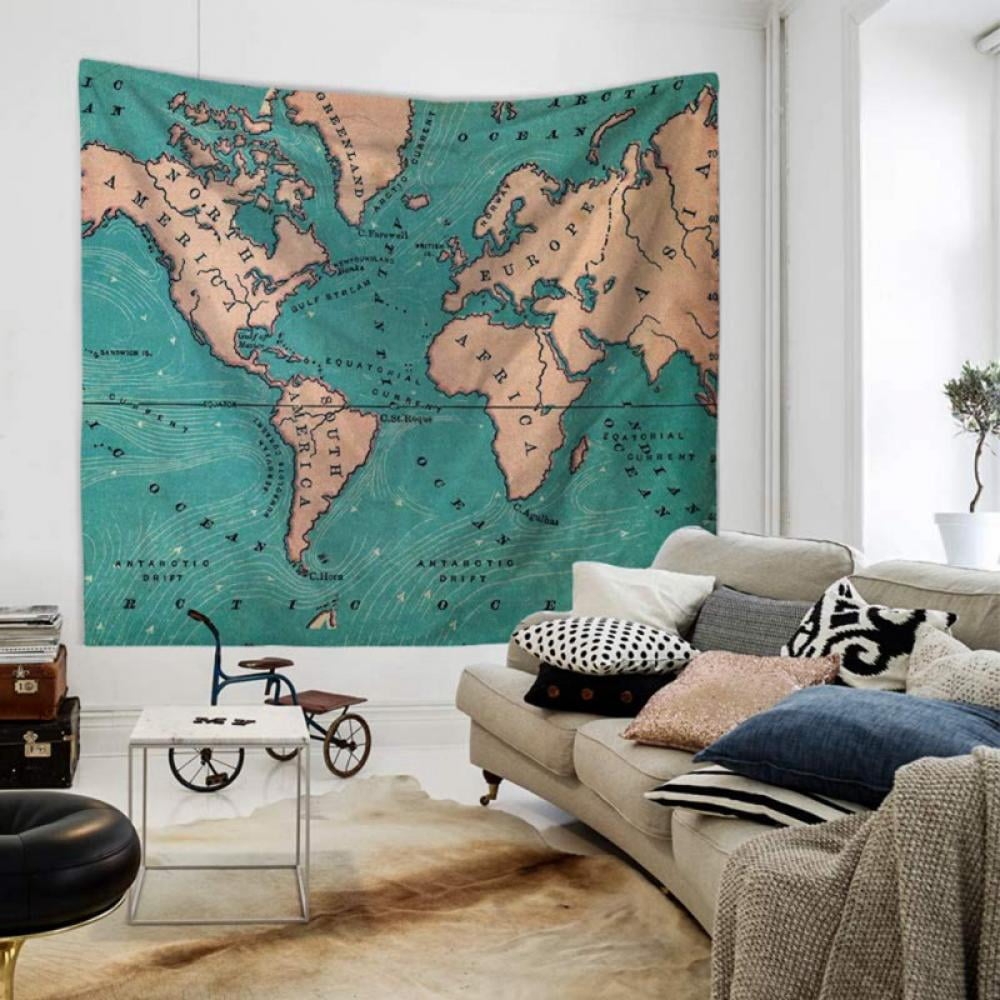world map tapestry
