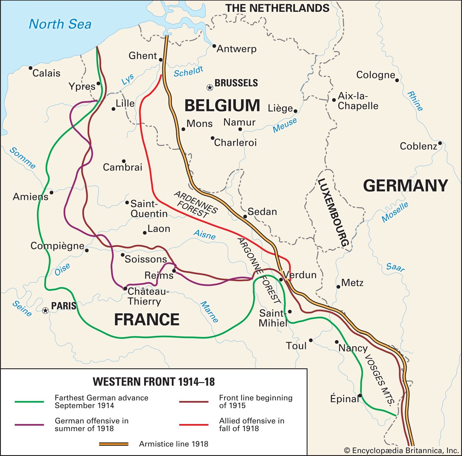 Western Front World War I Definition Battles Map Britannica